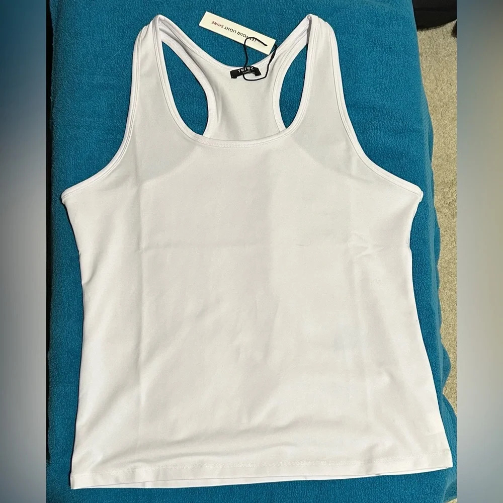 NWT Terez white racer back tank size XL